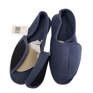 NEW Men's Navy Adjustable Slippers, Size Large (11.5 = 13)